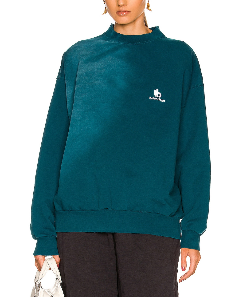 Balenciaga Classic Teal Crewneck Sweatshirt Size S